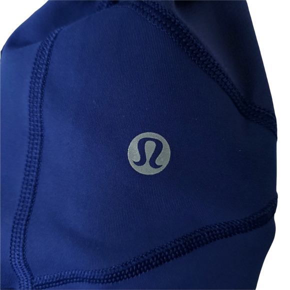 Lululemon Pace Rival Crop Leggings 8 Blue Mesh Panels Wicking Pockets - Picture 9 of 10